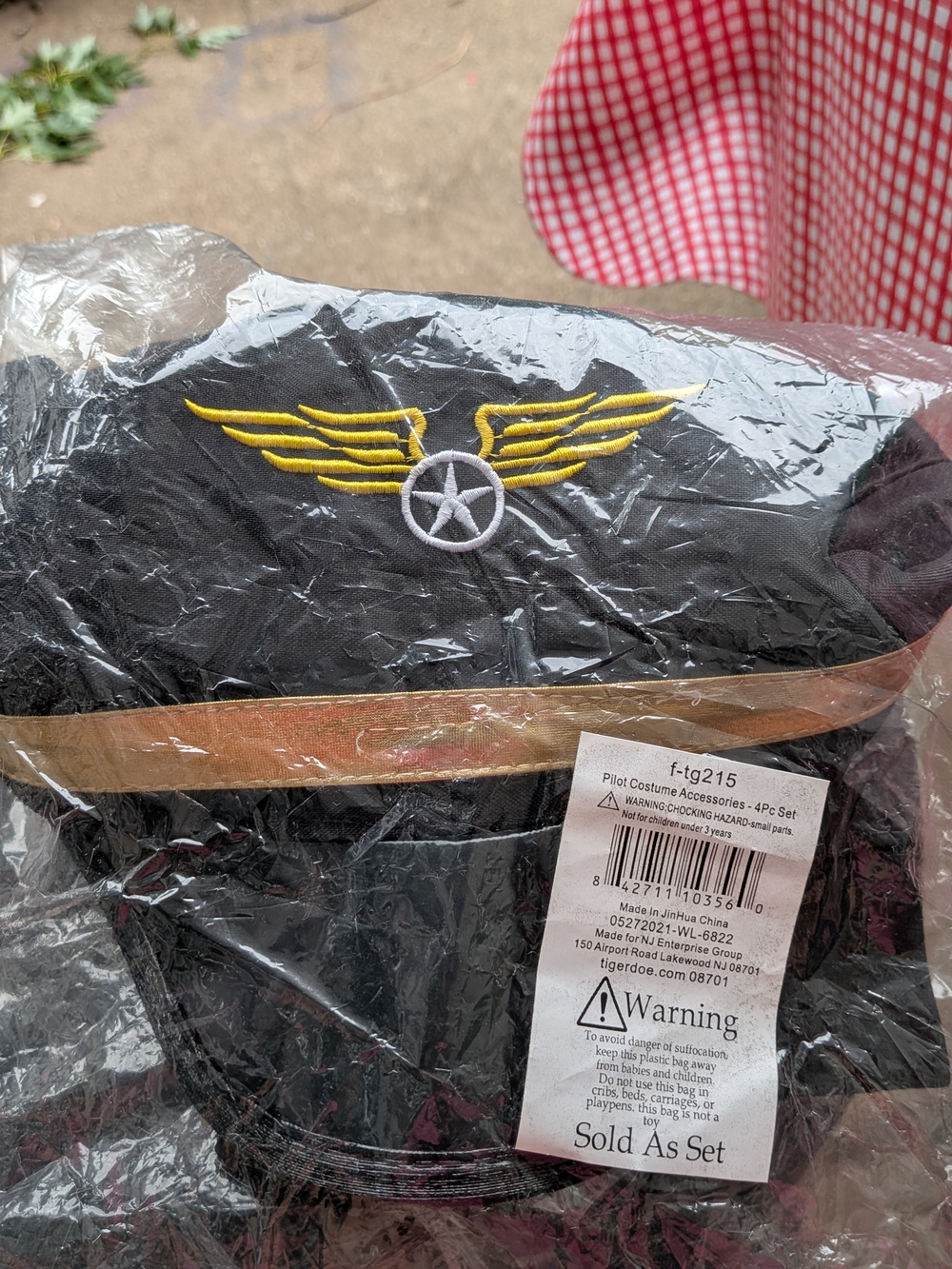 Pilot Costume Hat for Kids - Black with Yellow Wings Embroidery